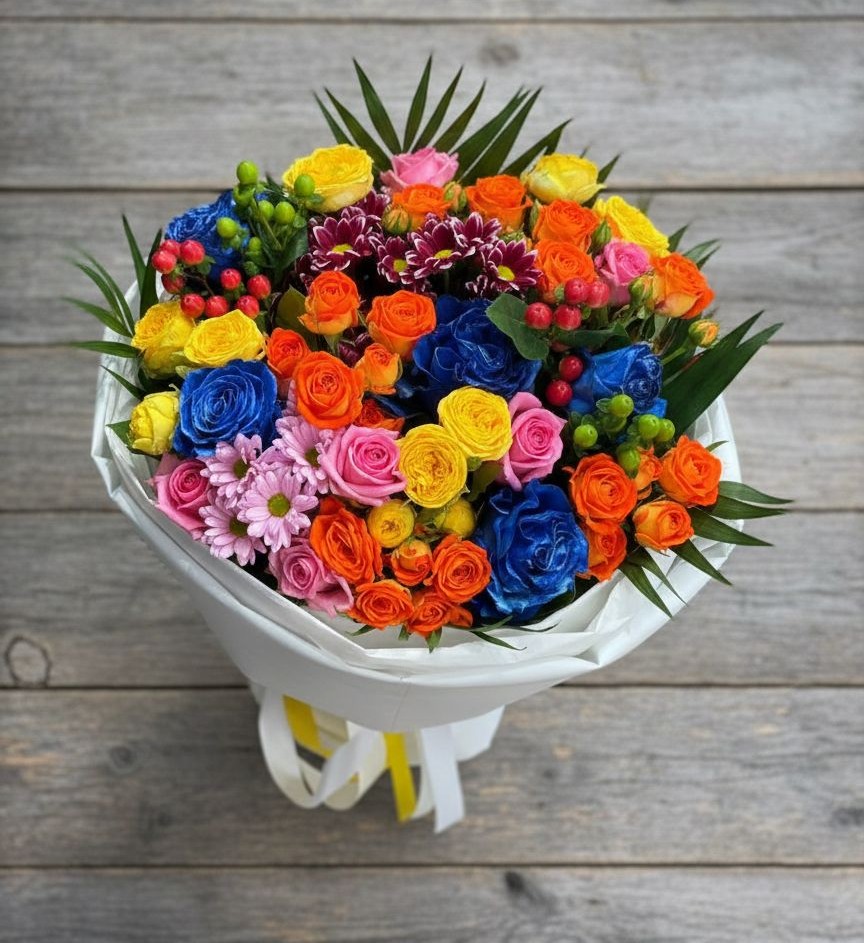 Букет цветов из: Розы и Хризантемы в Новопластуновской