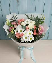 Букет цветов из:  Розы, Лизиантусы и Хризантемы в Новопластуновской