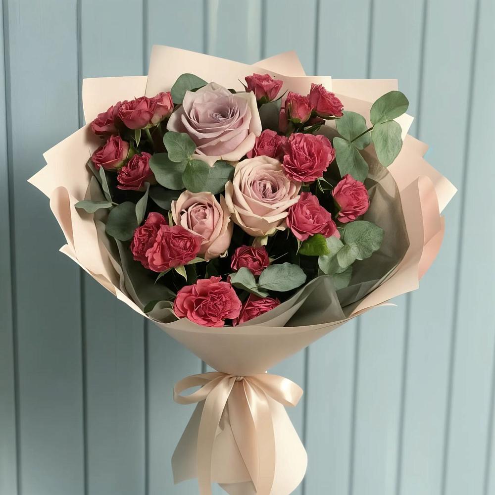 Букет цветов из: Гвоздики и Розы в Новопластуновской