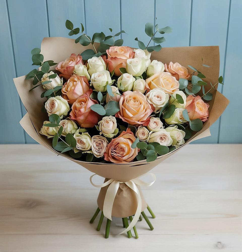 Букет цветов из: Альстромерии и Розы в Новопластуновской