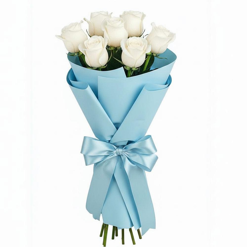 Букет 7 белых роз Проуд в Новопластуновской
