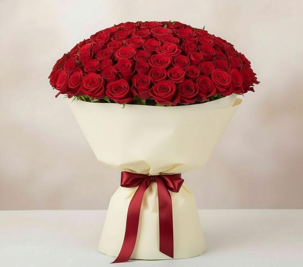 Букет 101 Красная роза Милано в Новопластуновской