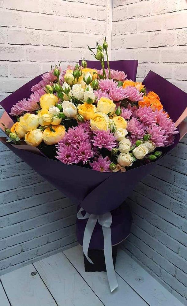 Букет цветов из: Хризантемы и Розы в Новопластуновской