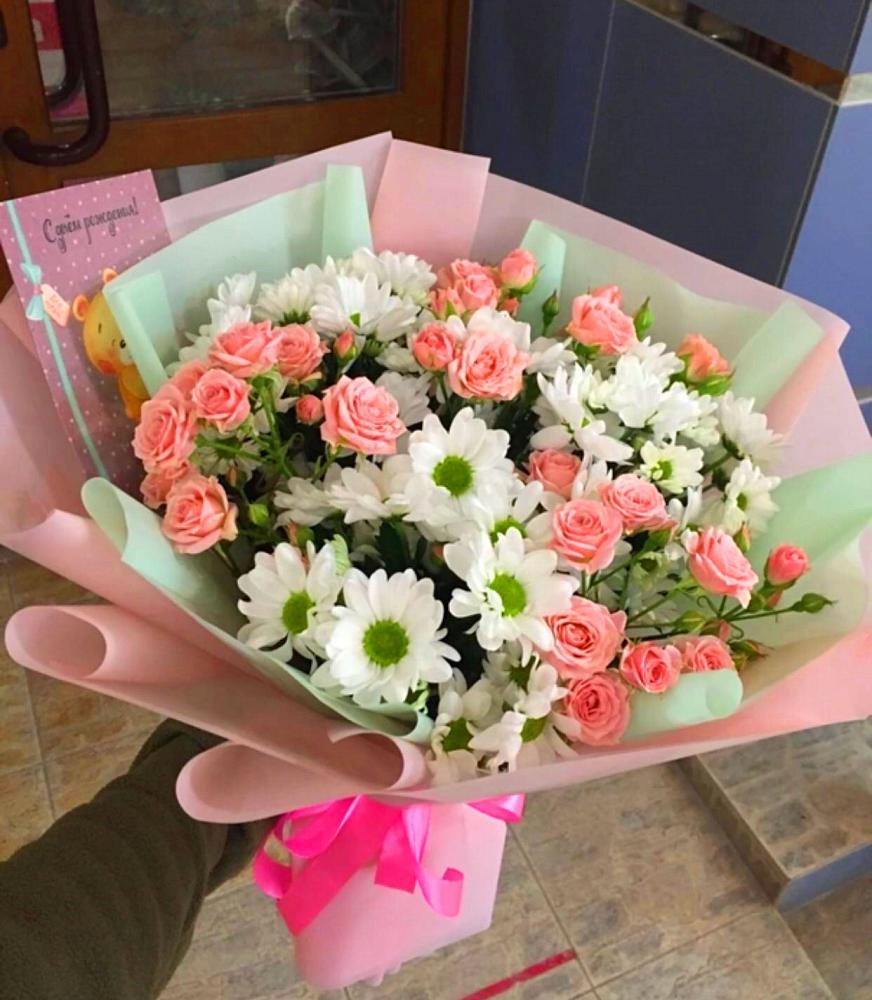 Букет цветов из: Розы и Хризантемы в Новопластуновской