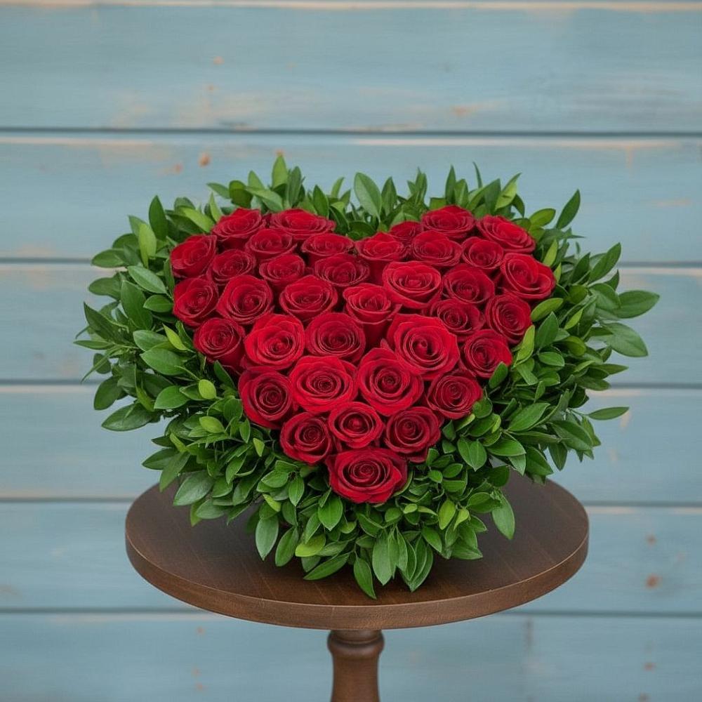 Цветочная композиция из Розы в виде сердца в Новопластуновской