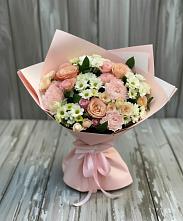 Букет цветов из:  Гвоздики, Розы и Хризантемы в Новопластуновской