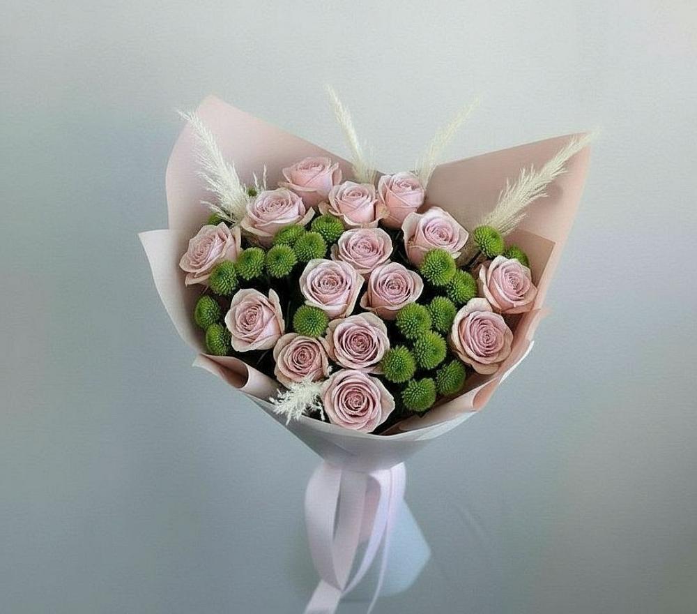 Букет цветов из: Розы и Хризантемы в Новопластуновской