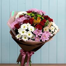 Букет цветов из:  Розы, Хризантемы и Альстромерии в Новопластуновской