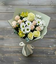 Букет цветов из:  Альстромерии, Розы и Хризантемы в Новопластуновской