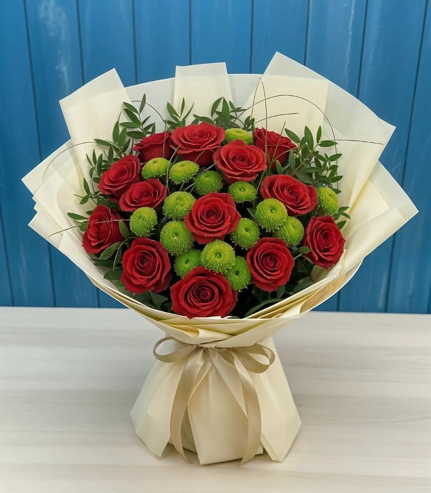 Букет цветов из: Розы и Хризантемы в Новопластуновской