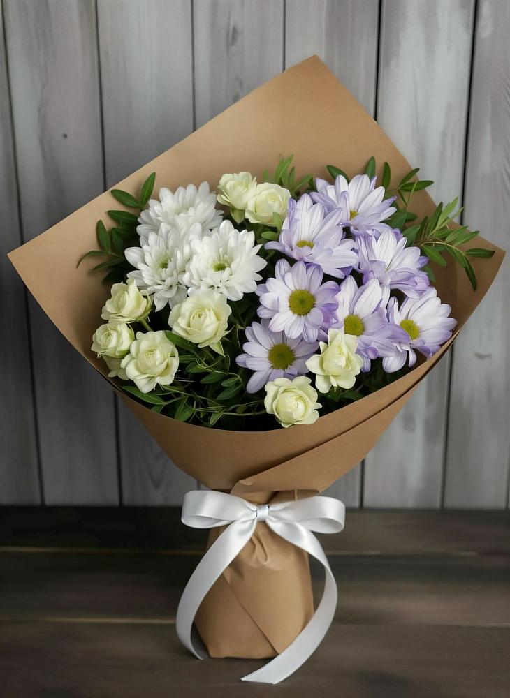 Букет цветов из: Хризантемы и Розы в Новопластуновской